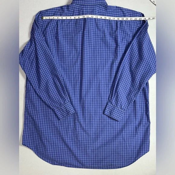 Polo by Ralph Lauren Button Down Size 3XLT 100% Cotton Blue Plaid Long Sleeve - Picture 9 of 9